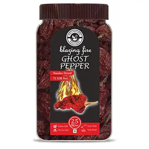 Bhut Jolokia Chilli whole- 71 gm/ 2.5 Oz Ghost pepper pod Hottest Chilli whole Smoked dried & Spicy chilli of the world