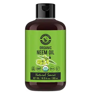 Organic Neem Oil (300 ml) USDA Certified Virgin Cold Pressed N Good for Dry Skin to Moisturize Healthy Scalp Condition