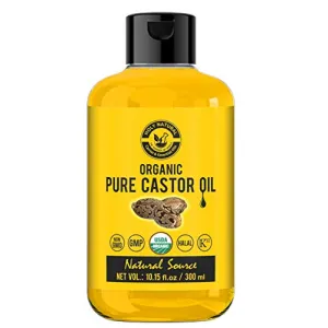 Organic Castor Oil (300 ML) USDA Certified Cold-Pressed 100% Pure No GMO NO Heat treatment Hexane Free Castor Oil - Moisturizing & Healing For Dry Skin Hair Growth