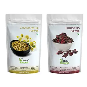 Chamomile Flower & Hibiscus Flower 100 GM Each I Cooling Agent I Good source of vitamins I Weight looser I 100% Pure & Natural (Pack of 2) (Extra Super Saving)