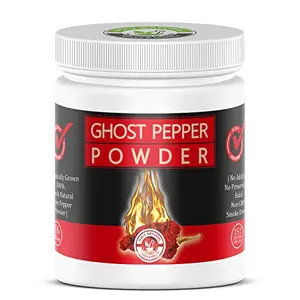 Smoked Ghost Chili Pepper Powder (Bhut Jolokia) - 454 gm  100% PURE NON GMONO PRESERVATIVE NO ADDITIVE ) Organically Grown