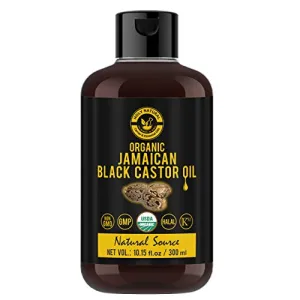 Organic Jamaican Black Castor Oil (300 ml) USDA Certified Traditional Handmade with Typical and Traditional roasted castor beans smell100% Pure black Castor Oil (No Additive No preservative)