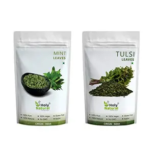 Tulsi Leaves & Mint Leaves 100 GM Each I Fresh & Refreshing Flavour I Immunity Booster I Best for Cold & Cough I 100% Pure & Natural (Pack of 2) (Extra Super Saving)