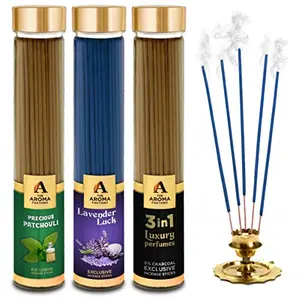 Lavender & 3 in 1 Incense Stick Agarbatti (100% Herbal) Bottle Pack of 3