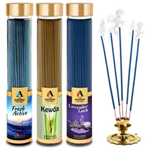 Fresh Active Lavender & Mogra Incense Stick Agarbatti (100% Herbal) Bottle Pack of 3