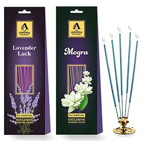 Mogra & Lavender Luck Incense Sticks Agarbatti (2 Packets x 30 Sticks Each)
