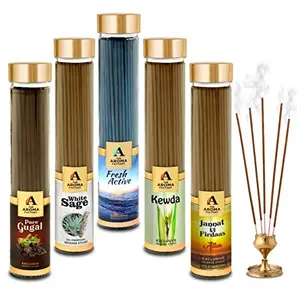 Loban Mogra Pineapple Chocolate & Fresh Active Incense Stick Agarbatti (100% Herbal) Bottle Pack of 5