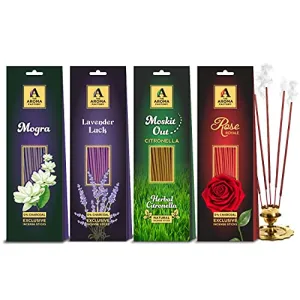 Agarbatti - Rose Lavender Mogra & (6 cm X 8 cm X 26 cm Multicolor Pack of 4 X 30 Sticks)