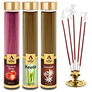 Strawberry Kewda & Jasmine Incense Stick Agarbatti (100% Herbal) Bottle Pack of 3