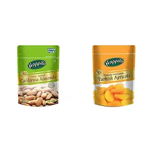 Happilo 100% Natural Premium Californian Almonds Value Pack Pouch 500 g & Happilo Premium Turkish Apricots 200g
