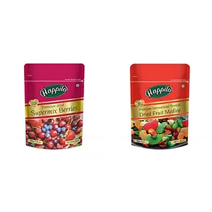 Happilo Premium International Super Mix Berries 200g & Premium International Dried Tropical Fruit Medley 200g
