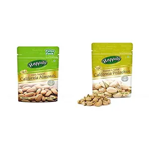 Happilo 100% Natural Premium Californian Almonds Value Pack Pouch 500 g &  Premium Californian Roasted and Salted Pistachios 200g