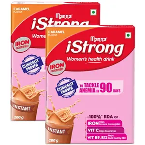 Strong 400g Iron Fortified Women Health Drink Mix (Caramel)|Iron Lock Formula with Vit C B9 B12| Improves Haemoglobin |Fights Anemia|Natural Multigrain Energy Drink