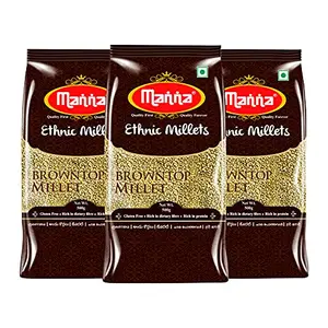 Manna Browntop Millet Natural Grains 1.5kg (500g x 3 Packs) - (Chotti Kangni / Andu Korralu / Korale) | Native Low GI Millet Rice | High Protein & 100% more Fibre than Rice