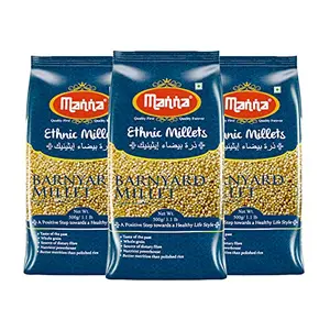 Manna Barnyard Millet Natural Grains 1.5kg (500g x 3 Packs) - (Khira / Swank / Kuthiraivally / Udalu / Kodisama / siridhanya) | Native Low GI Millet Rice | High Protein & 100% more fibre than rice