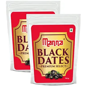 Manna Black Dates 1.2kg - Premium imported black dates. 100% Natural. Rich in Iron Fibre & Vitamins (400g x 3 Packs)