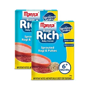 Manna Baby Food Ragi Rich 400g (200g x 2 Packs) - Sprouted Grains Porridge / Cereal Mix Food (6+ to 12 Months Kids)