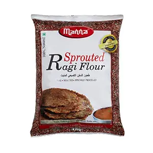 Manna Sprouted Ragi Flour 1kg | 100% Natural Sprouted Finger Millet Flour | Nachni Atta | Kelvaragu Flour | Rich in Calcium & Protein