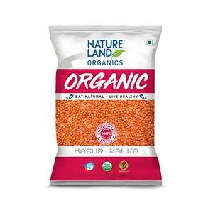 Natureland Organics Malka Masoor Dal / Red Masoor Dal 500 Gm - Organic Dals and Pulses - Organic Food