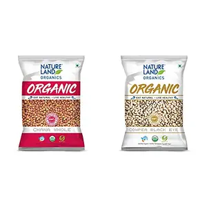 NATURELAND ORGANICS Chana Whole 1 Kg - Organic Chana Whole & Cowpea Black Eye/Lobia Pouch 1 kg
