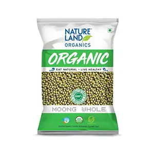 Natureland Organics Moong Sabut / Whole Daal 500 Gm (Pack of 3) - Organic Pulses