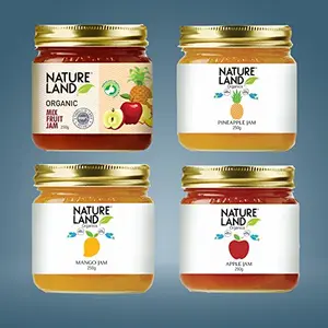 Natureland Organics Apple Jam Mango Jam Mix Fruit Jam Pine Apple Jam( Each 250gm)
