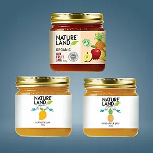 Natureland Organics Mango Jam Mix Fruit Jam Pine Apple Jam( Each 250gm)