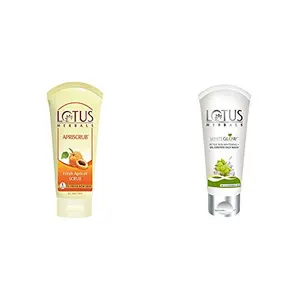 Lotus Herbals Apriscrub Fresh Apricot Scrub 100g And Herbals White Glow Active Skin Whitening And Oil Control Face Wash 50g