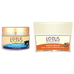 Lotus Herbal Nutranite Skin Renewal Nutritive Night Cream | 50g And Herbals Papayablem Papaya-n-Saffron Anti-Blemish Cream 50g