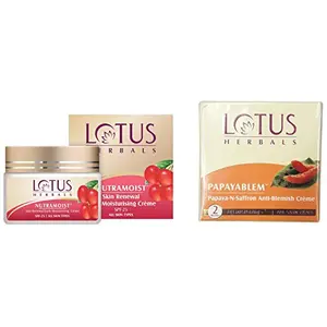 Lotus Herbals Nutramoist Skin Renewal Daily Moisturising Creme SPF 25 50g And Herbals Papayablem Papaya-n-Saffron Anti-Blemish Cream 50g
