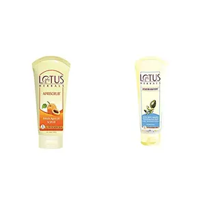 Lotus Herbals Apriscrub Fresh Apricot Scrub 100g And Herbals Jojobawash Active Milli Capsules Nourishing Face Wash 80g