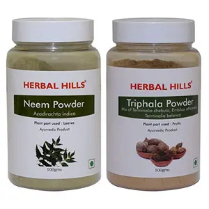 Herbal Hills Bhringraj powder and Brahmi Powder - 100 gms each for hair growth hair care healthy digestion and memory support
