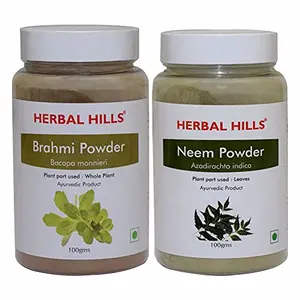 Herbal Hills Brahmi Powder and Neem patra powder - 100 gms each for memory support blood pruifier and sugar control