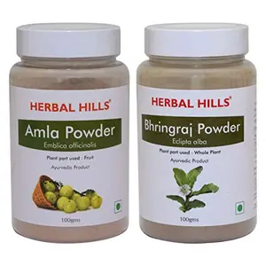 Herbal Hills Amla Powder and Bhringraj powder 100 gms for healthy dgestion and hair care