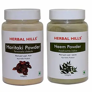 Herbal Hills Haritaki Powder and Neem patra powder - 100 gms each for healthy digestion blood purifier and sugar control