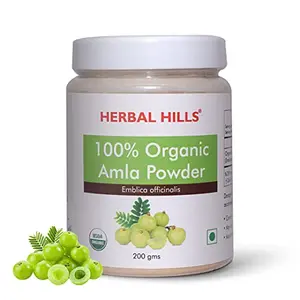 Herbal Hills Organic Amla Powder Edible for Hair Growth Skin Care 200 gms