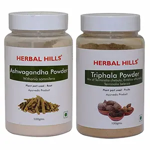 Herbal Hills Ashwagandha Powder and Triphala Powder - 100 gms each for immunity booster and healthy digestion