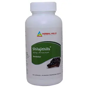 Herbal Hills Shilajithills Shilajit Capsule Vitality and Revitaliser 375mg (120 Capsules)