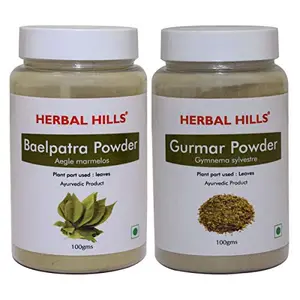 Herbal Hills Baelpatra Powder and Gurmar Powder - 100 gms each for sugar control healthy digestion blood sugar control and liver care and kidney support