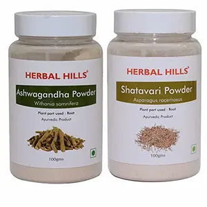 Herbal Hills Ashwagandha Powder and Shatavari Powder - 100 gms each for immunity booster womens health and hormonal balance