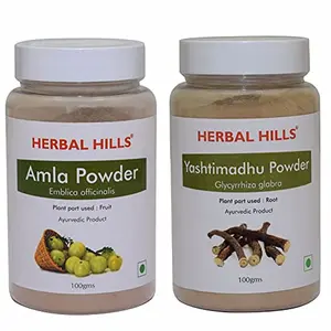 Herbal Hills Amla Powder and Yashtimadhu Powder - 100 gms each for healthy digestion and immunity booster