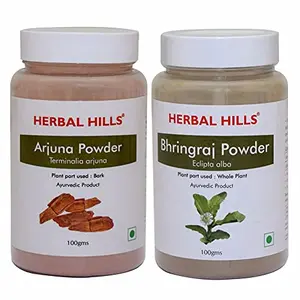 Herbal Hills Arjuna Powder and Bhringraj powder - 100 gms each for heart care and hair care