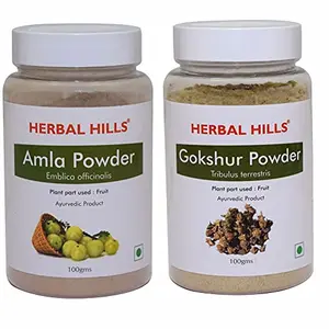 Herbal Hills Amla Powder and Gokshur Powder - 100 gms each for healthy digestion and immunity support
