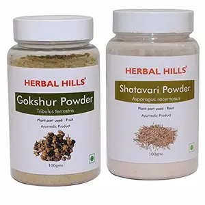 Herbal Hills Gokshur Powder and Shatavari Powder - 100 gms each for healthy digestion immunity booster womens health and hormonal balance