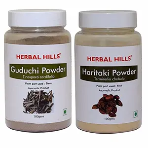 Herbal Hills Guduchi Powder and Haritaki Powder - 100 gms each for immunity booster sugar control and healthy digestion