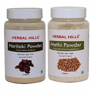 Herbal Hills Haritaki Powder and Methi Seed Powder - 100 gms each for healthy digestion sugar control and joint care
