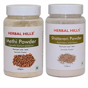 Herbal Hills Methi Seed Powder and Shatavari Powder - 100 gms each for sugar control joint care womens health and hormonal balance