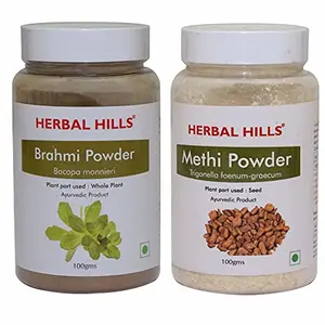 Herbal Hills Brahmi Powder and Methi Seed Powder - 100 gms each for memory support sugar control and joint care