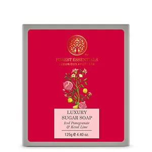 Forest Essentials Luxury Sugar Soap Iced Pomegranate & Kerala Lime 125g