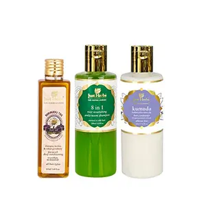 Just Herbs Anti Hairfall Treatment Kit | 8 in1 Root Nourishing Amla Neem Shampoo | Bhringraj Hair Oil-100 ml | Kumuda Hair Conditioner-200 ml